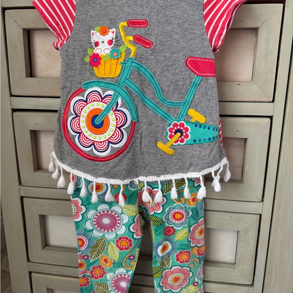 Colorful Bicycle Appliqué Outfit